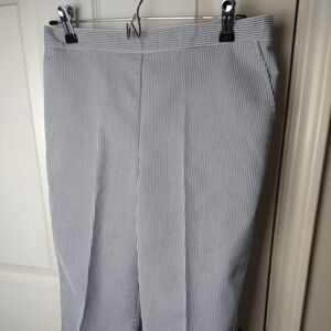 Alfred dunner blue white striped flat front pocket elastic waist Capri. Size 10p